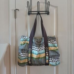 Y2K Vintage Roxy Patchwork Printed Canvas Tote Beach Bag Retro Coastal Indie